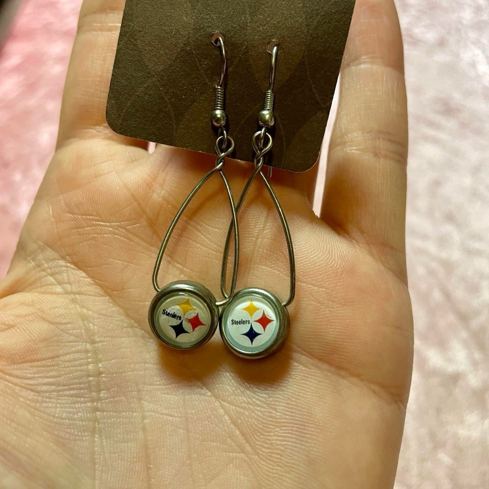 Steelers Logo Drop Earrings NFL Jewelry Women’s Gift